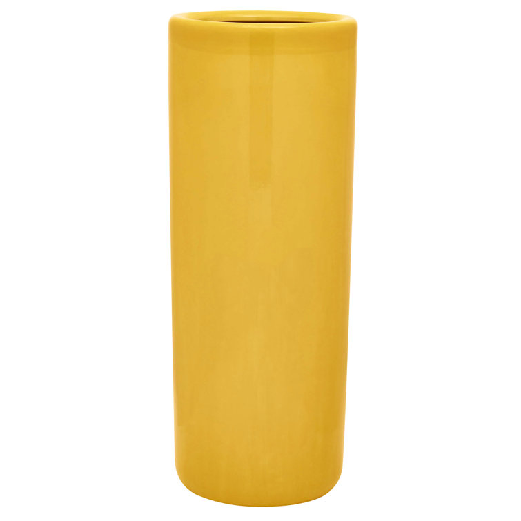 24" Bright Yellow Porcelain Umbrella Stand