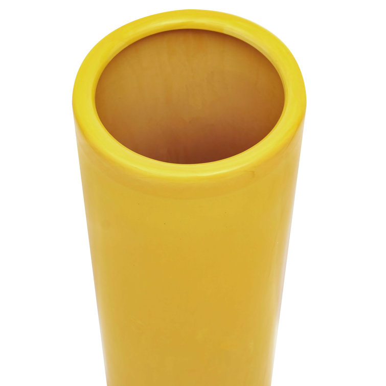 24" Bright Yellow Porcelain Umbrella Stand