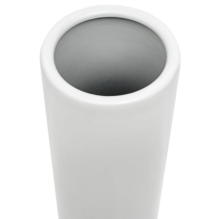24" White Porcelain Hand-Painted Round Umbrella Stand