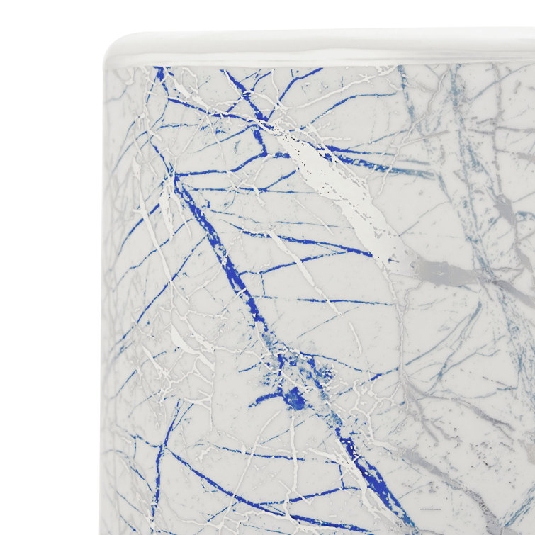 24" Blue and Silver Abstract Porcelain Umbrella Stand