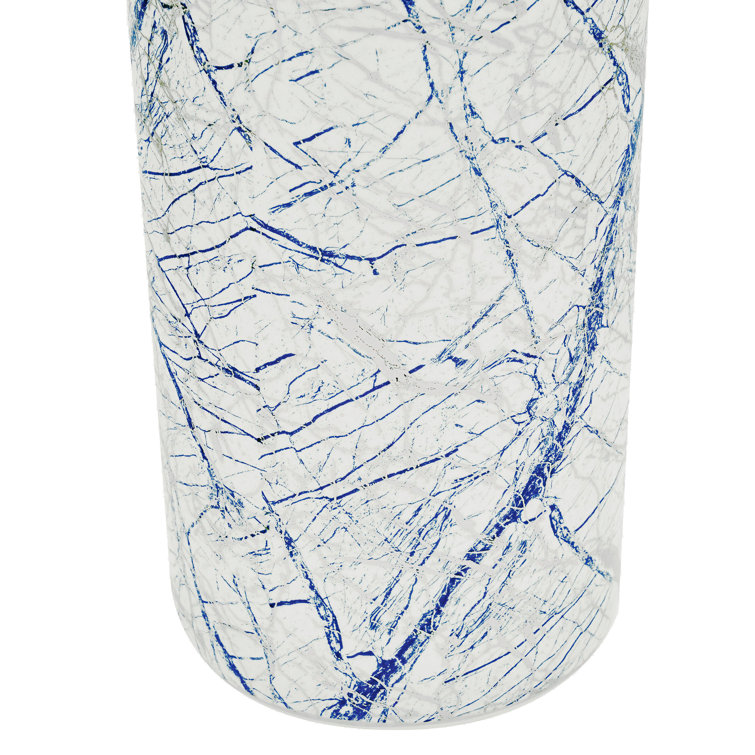 24" Blue and Silver Abstract Porcelain Umbrella Stand