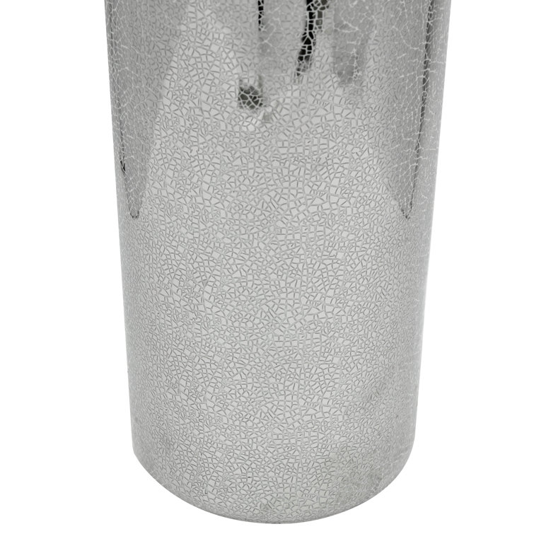 24" Silver Crackle Hand Painted Ceramic Umbrella Stand