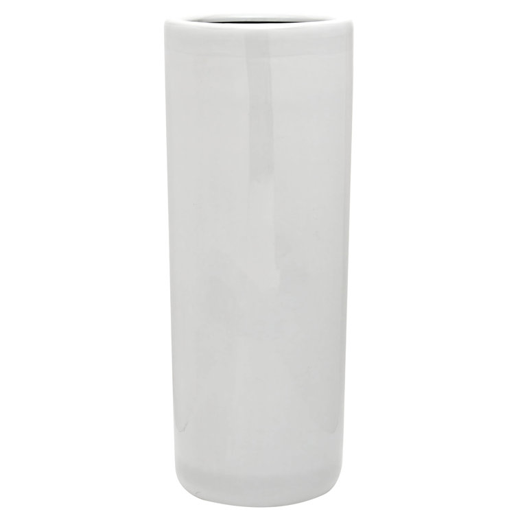 24" White Porcelain Hand-Painted Round Umbrella Stand