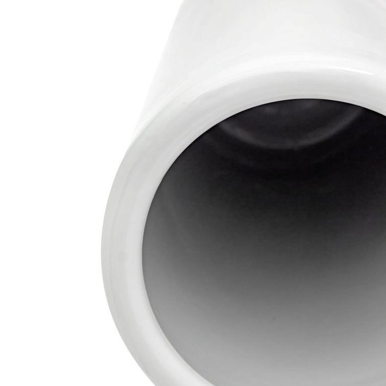 24" White Porcelain Hand-Painted Round Umbrella Stand