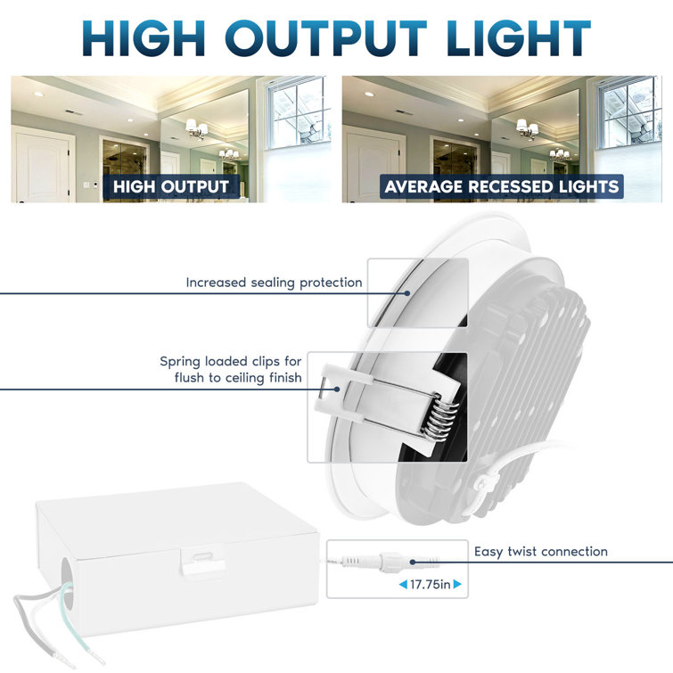 5'' White Aluminum LED Recessed Lighting Kit with Dimmable Feature