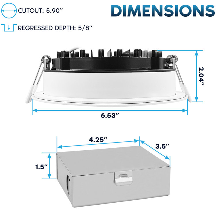 5'' White Aluminum LED Recessed Lighting Kit with Dimmable Feature