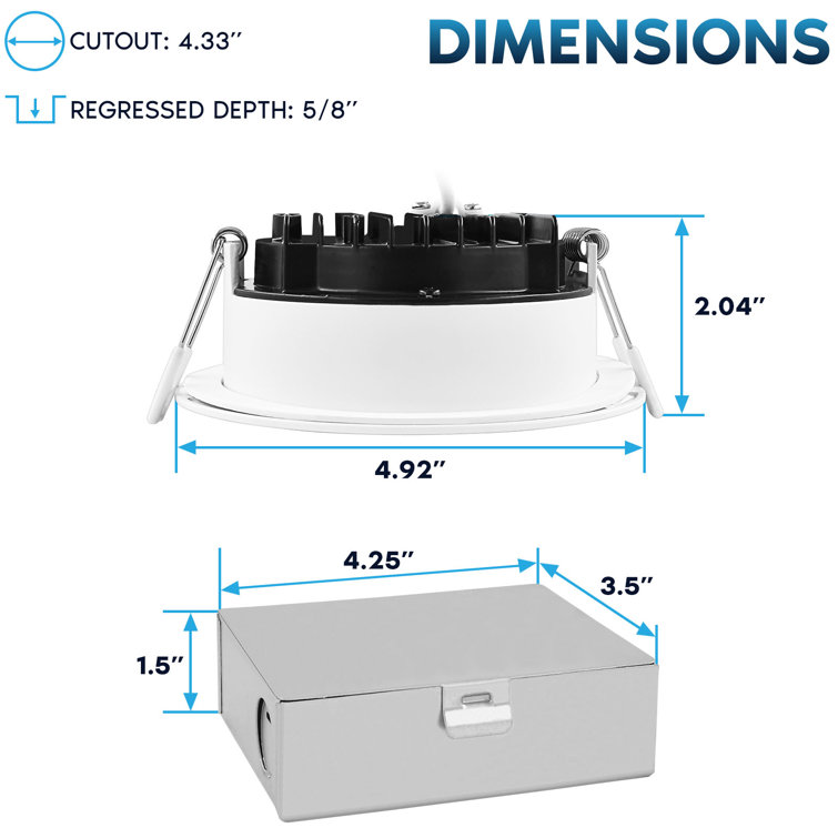 4-Inch White Aluminum LED Recessed Lighting Kit with Selectable Color Temperature