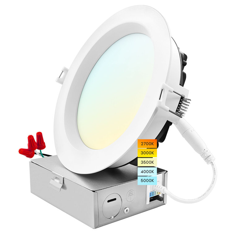 6'' White Aluminum LED Recessed Lighting Kit with Adjustable Color Temperature