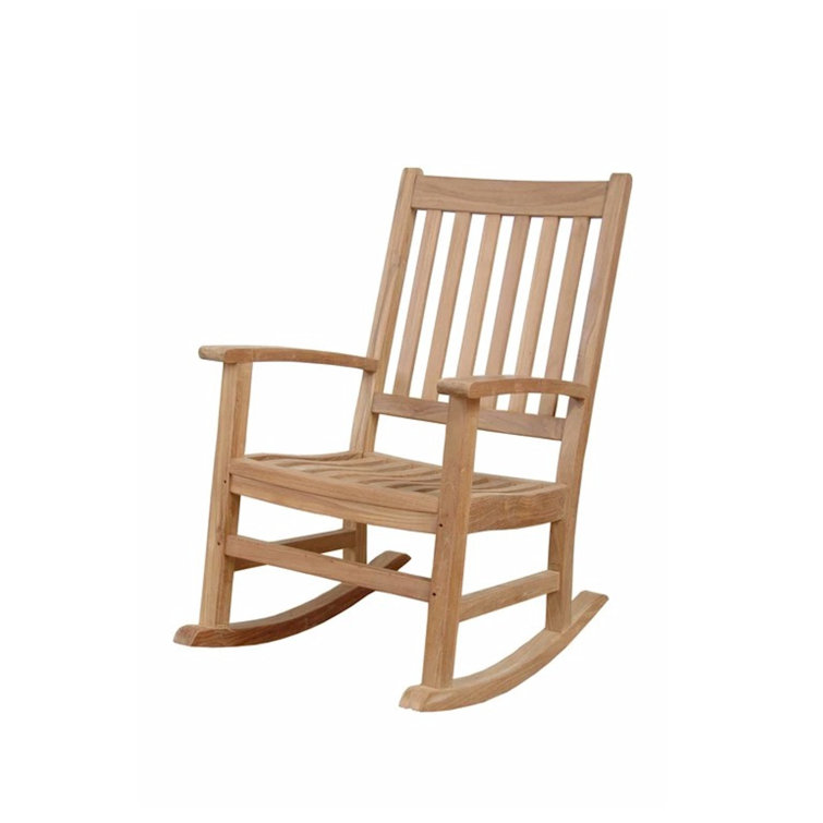 Natural Teak Wood Outdoor Rocking Armchair with Arms