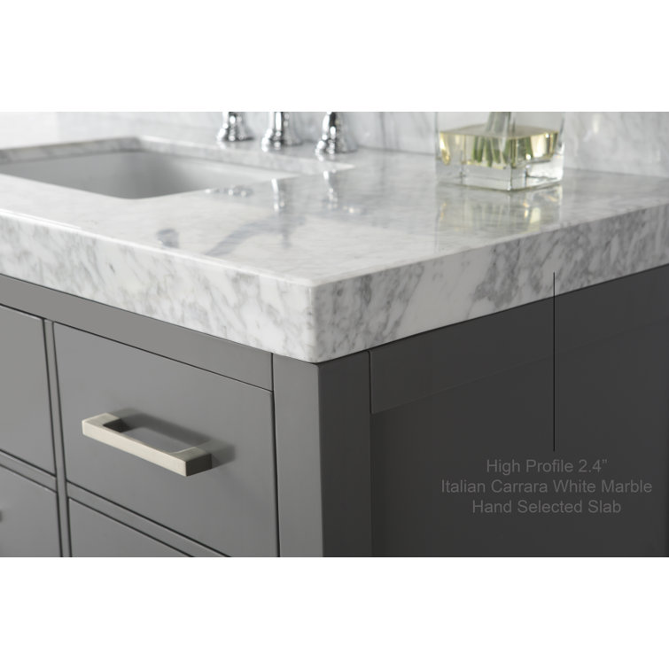 Sapphire Gray 36'' Single Bathroom Vanity with Carrara Marble Top