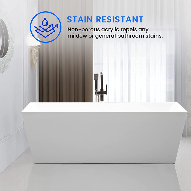 Elena 59" White Acrylic Freestanding Soaking Bathtub