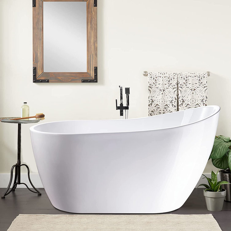 Pure White 54" x 28" Freestanding Acrylic Soaking Bathtub