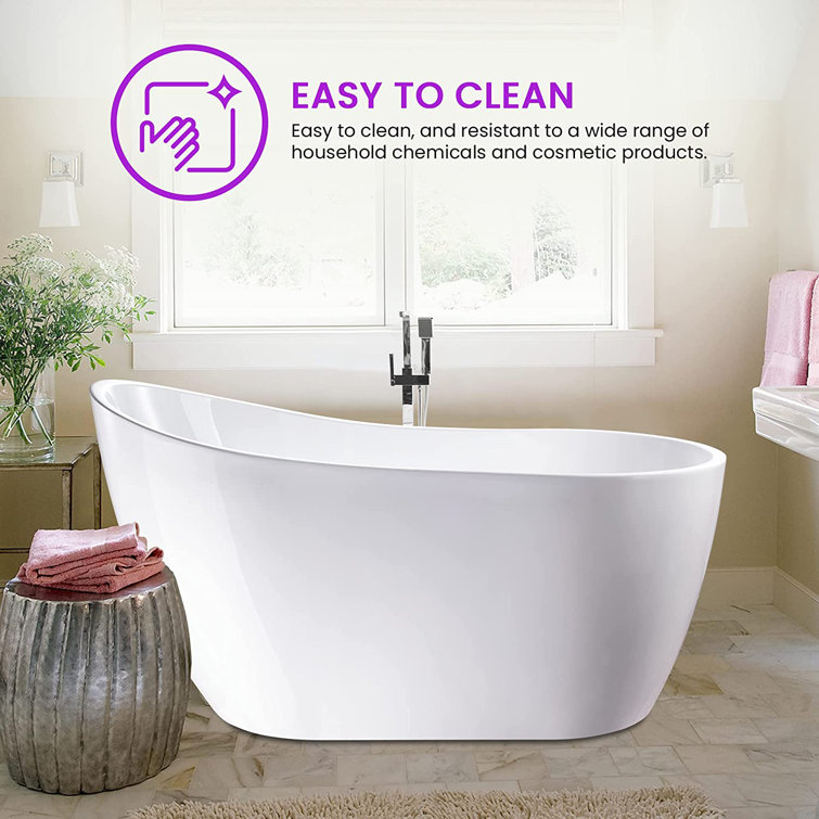 Pure White 54" x 28" Freestanding Acrylic Soaking Bathtub
