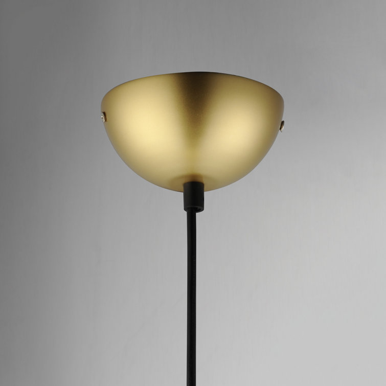 Half Moon Adjustable LED Pendant in Metallic Gold with Satin White Glass
