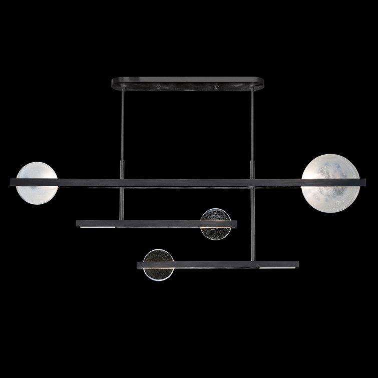 Selene Black Iron 6-Light LED Island Pendant with Clear/White Glass