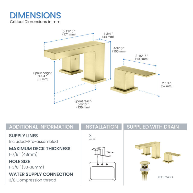 Gold Solid Brass 8-Inch Widespread Bathroom Faucet