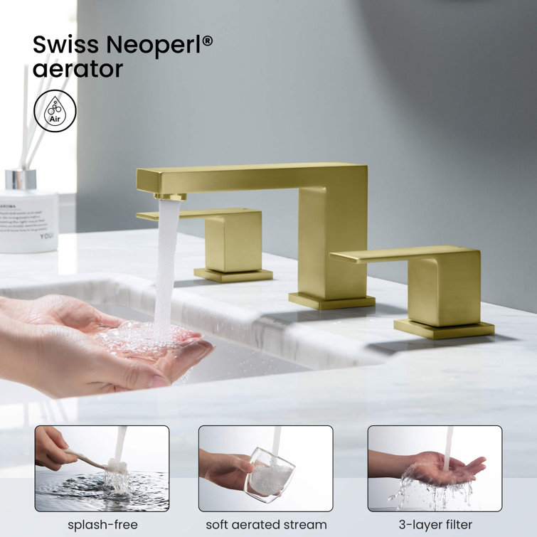 Gold Solid Brass 8-Inch Widespread Bathroom Faucet