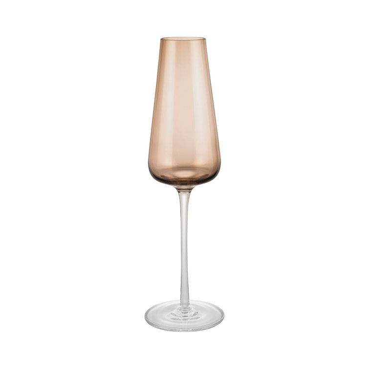 BELO Coffee Colored Mouth Blown Champagne Flute Glasses