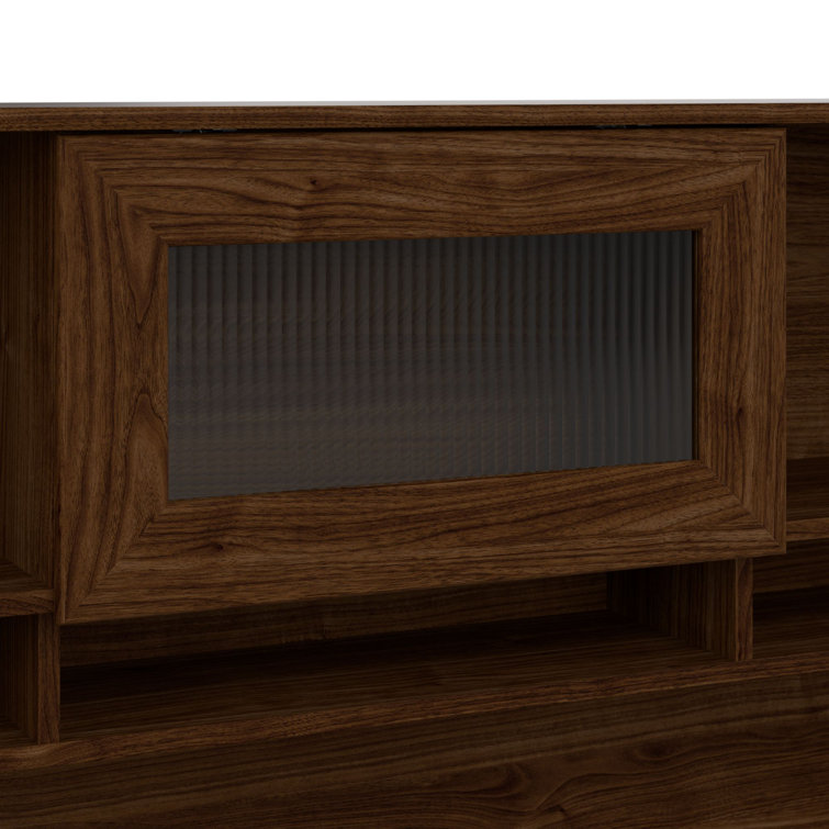 Modern Walnut L-Shaped Desk with Hutch and USB Hub
