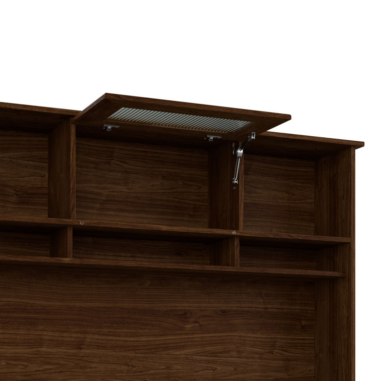 Modern Walnut L-Shaped Desk with Hutch and USB Hub