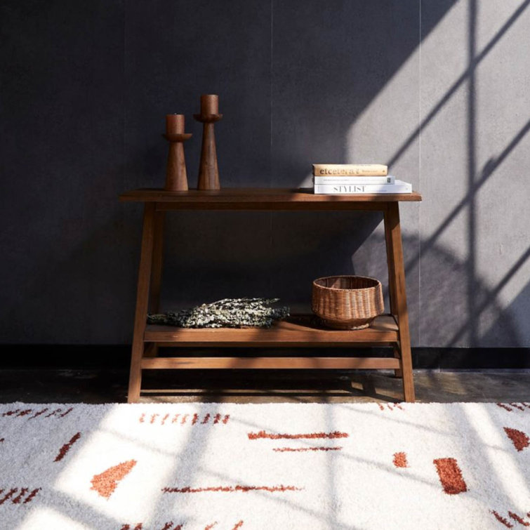 Kids' Geometric Shag Rust & White 5'3" x 7' Area Rug