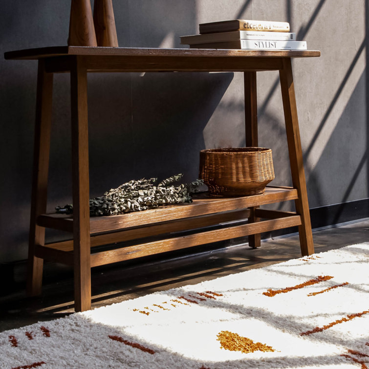 Kids' Geometric Shag Rust & White 5'3" x 7' Area Rug