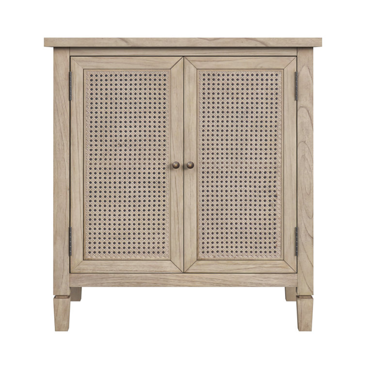 Desert Sand Traditional 2-Door Cane Cabinet with Adjustable Shelving