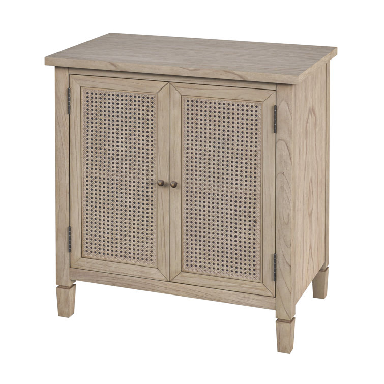 Desert Sand Traditional 2-Door Cane Cabinet with Adjustable Shelving