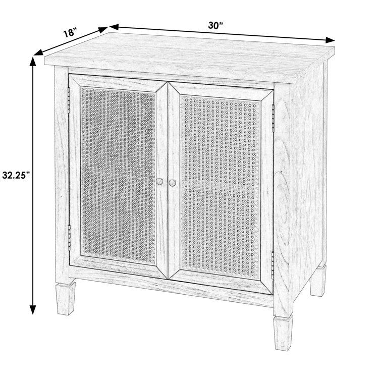 Desert Sand Traditional 2-Door Cane Cabinet with Adjustable Shelving
