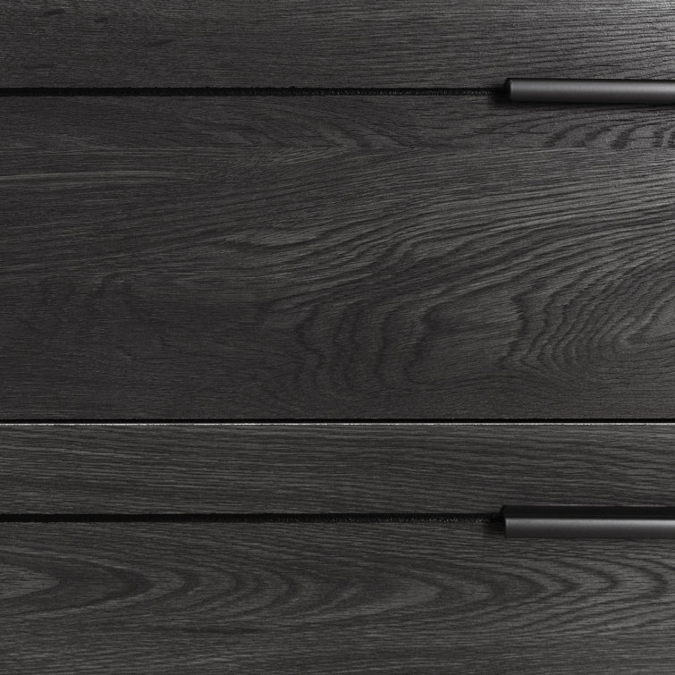 Modern Gray Oak 2-Drawer Nightstand with Sleek Metal Handles