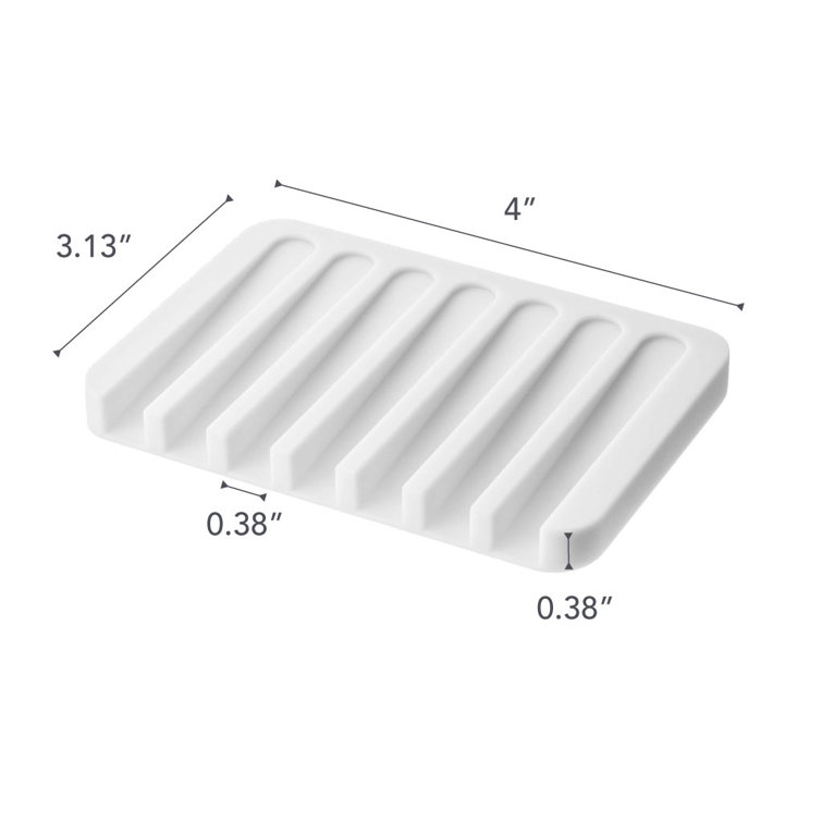 White Self-Draining Silicone Soap Tray
