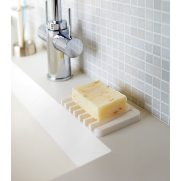 White Self-Draining Silicone Soap Tray
