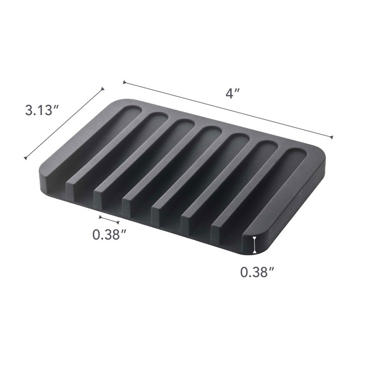 Black Self-Draining Silicone Soap Tray