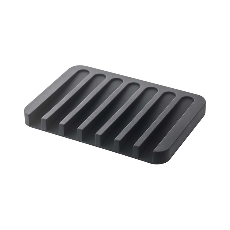 Black Self-Draining Silicone Soap Tray