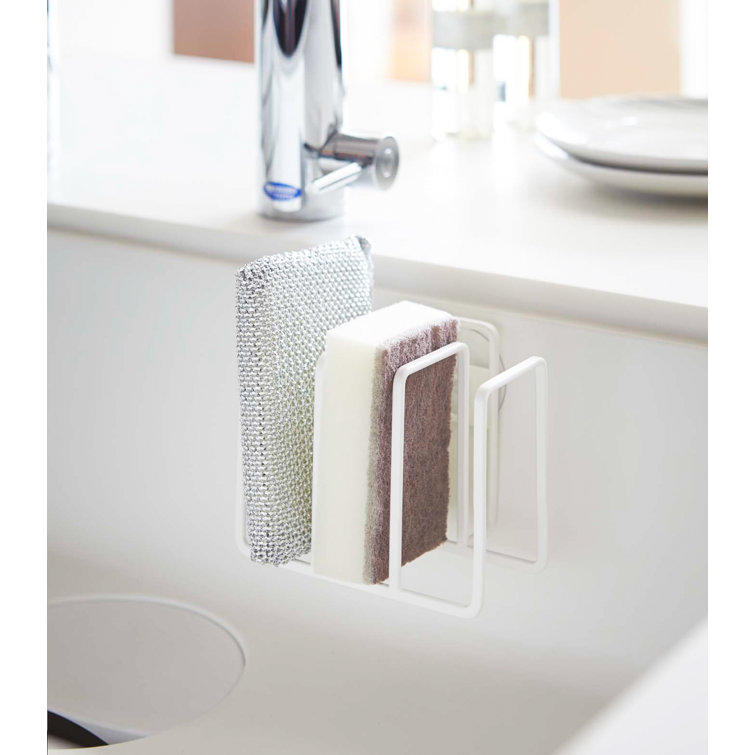 White Metal Suction Mount Sponge Holder for Kitchen Sink