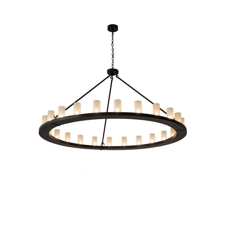 Timeless Bronze 72" Circular 24-Light Chandelier with Frosted Glass