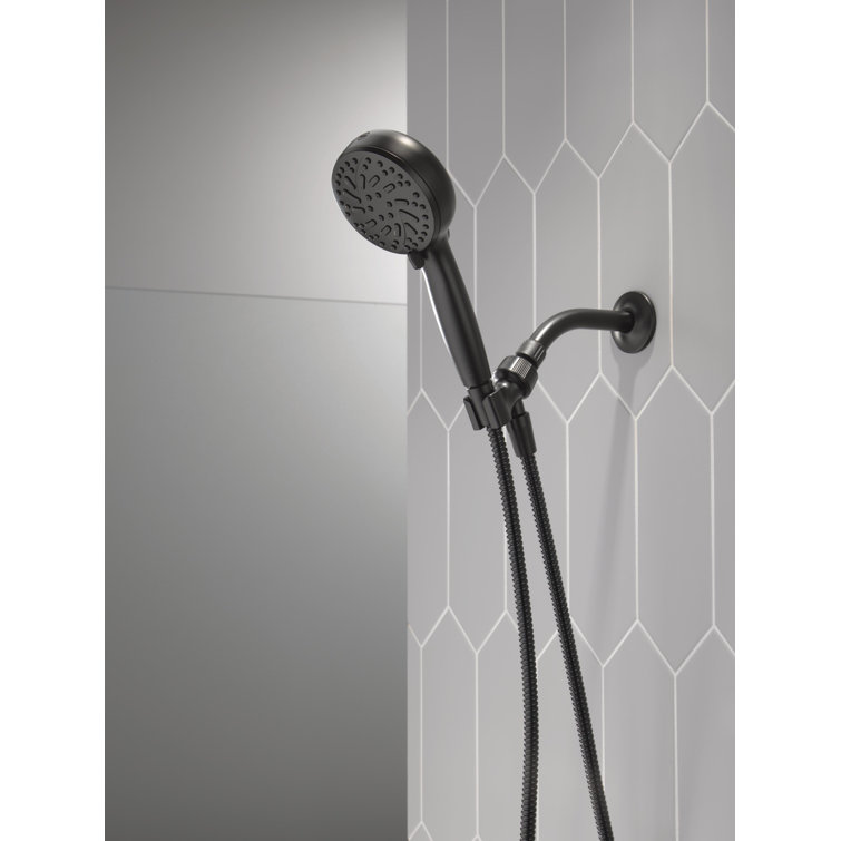 Matte Black Medium Round Handheld Shower Head with Hose