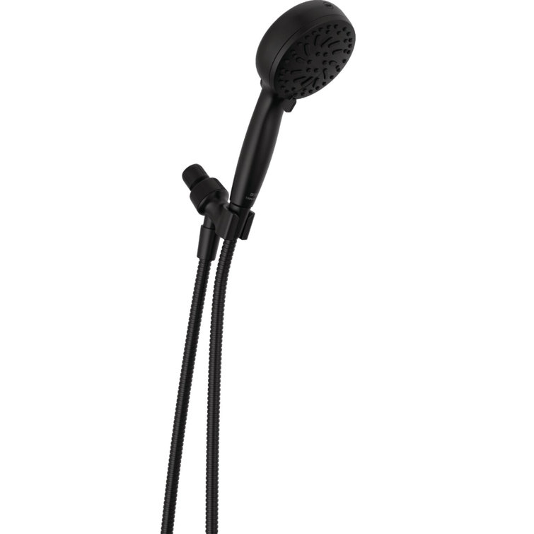 Matte Black Medium Round Handheld Shower Head with Hose