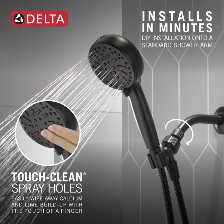 Matte Black Medium Round Handheld Shower Head with Hose