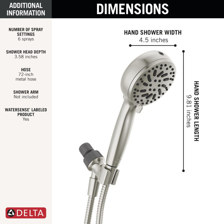 SpotShield Brushed Nickel Multi-Function Handheld Shower Head