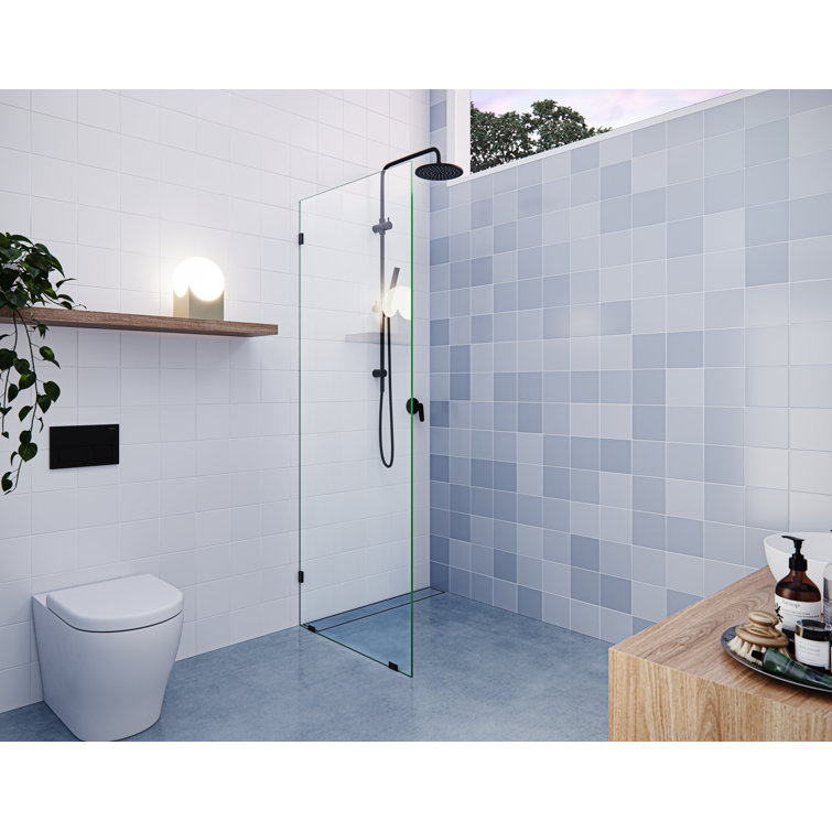 Vela 28" x 78" Matte Black Frameless Glass Shower Panel