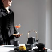 Elegant Black Ceramic Sugar Bowl with Lid