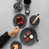 Elegant Black Ceramic Sugar Bowl with Lid
