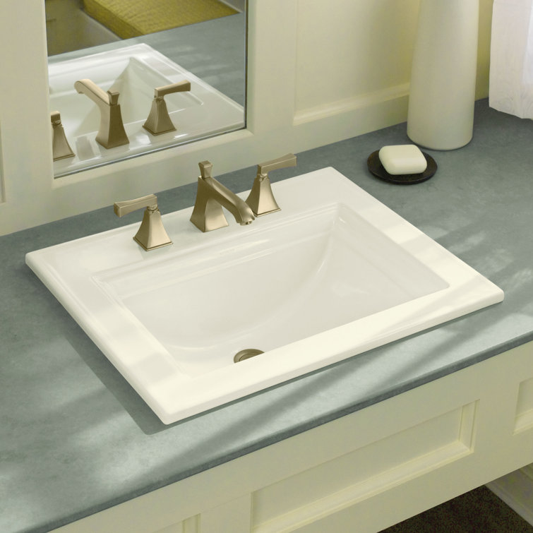 Aspen Green Ceramic Rectangular Drop-In Bathroom Sink