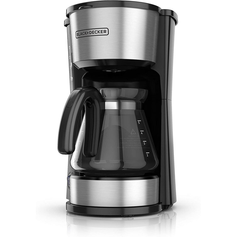 Black and Silver 5-Cup 4-in-1 Coffee Maker with Thermal Mug