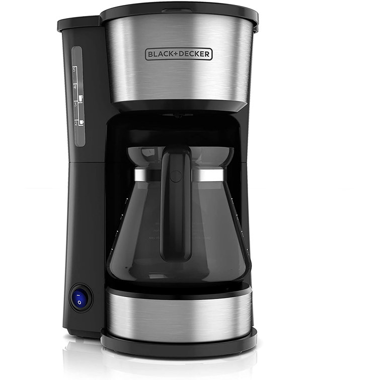 Black and Silver 5-Cup 4-in-1 Coffee Maker with Thermal Mug