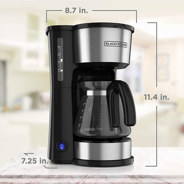 Black and Silver 5-Cup 4-in-1 Coffee Maker with Thermal Mug