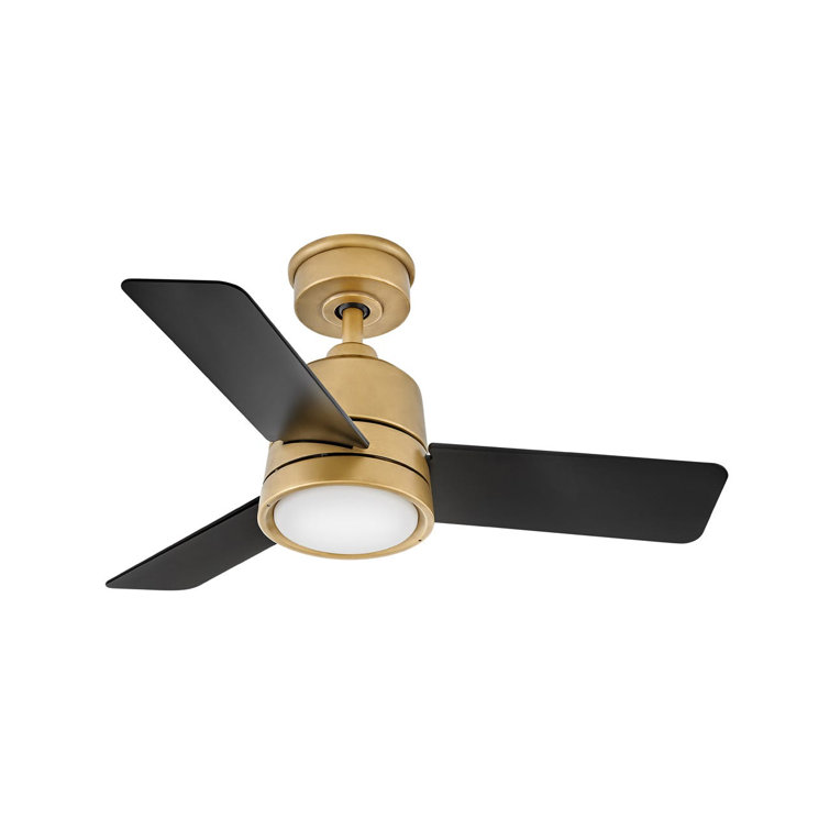 36'' Heritage Brass and Matte Black Smart Ceiling Fan with LED Light