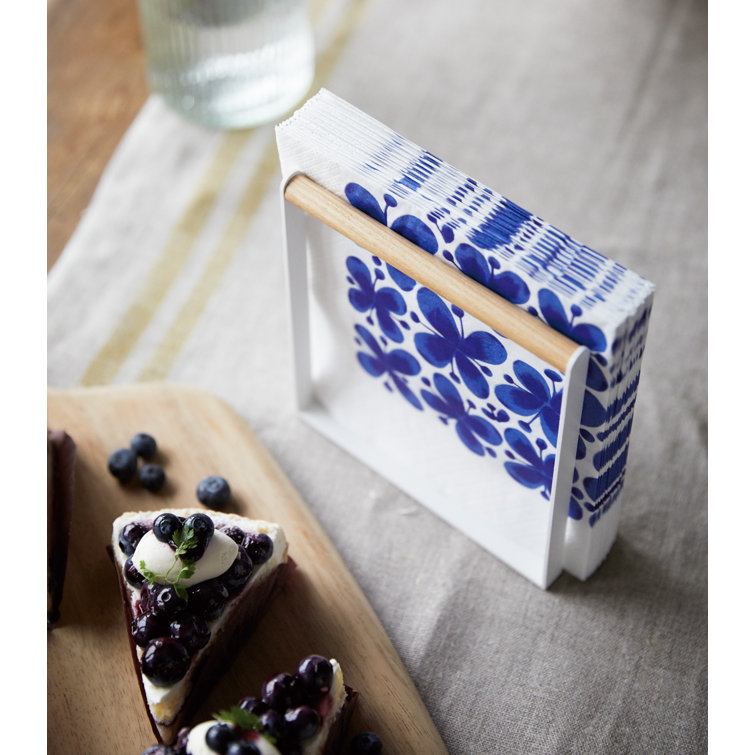 White and Wood Modern Napkin Holder