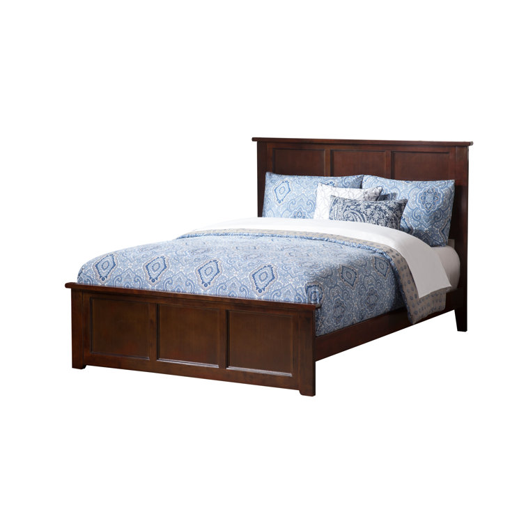Madison Walnut Queen Wood Platform Bed with Headboard and Slats